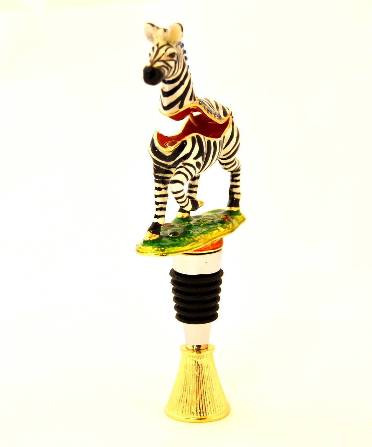 Zebra Trinket Box & Bottle Stopper with Display Stand | Grandmillennial Barware