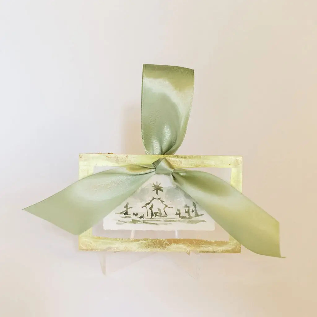 Hand Painted Christmas Story Watercolor Acrylic Ornament | Hand Painted Christmas Ornament