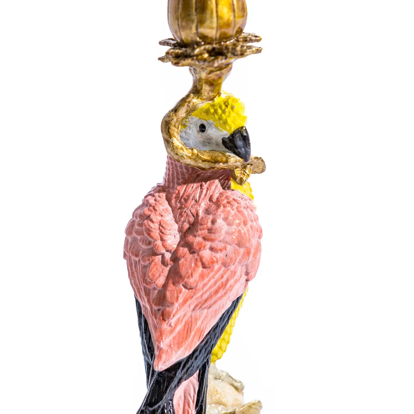 Antiqued Ornate Parrot Candlestick | Chinoiserie Decor