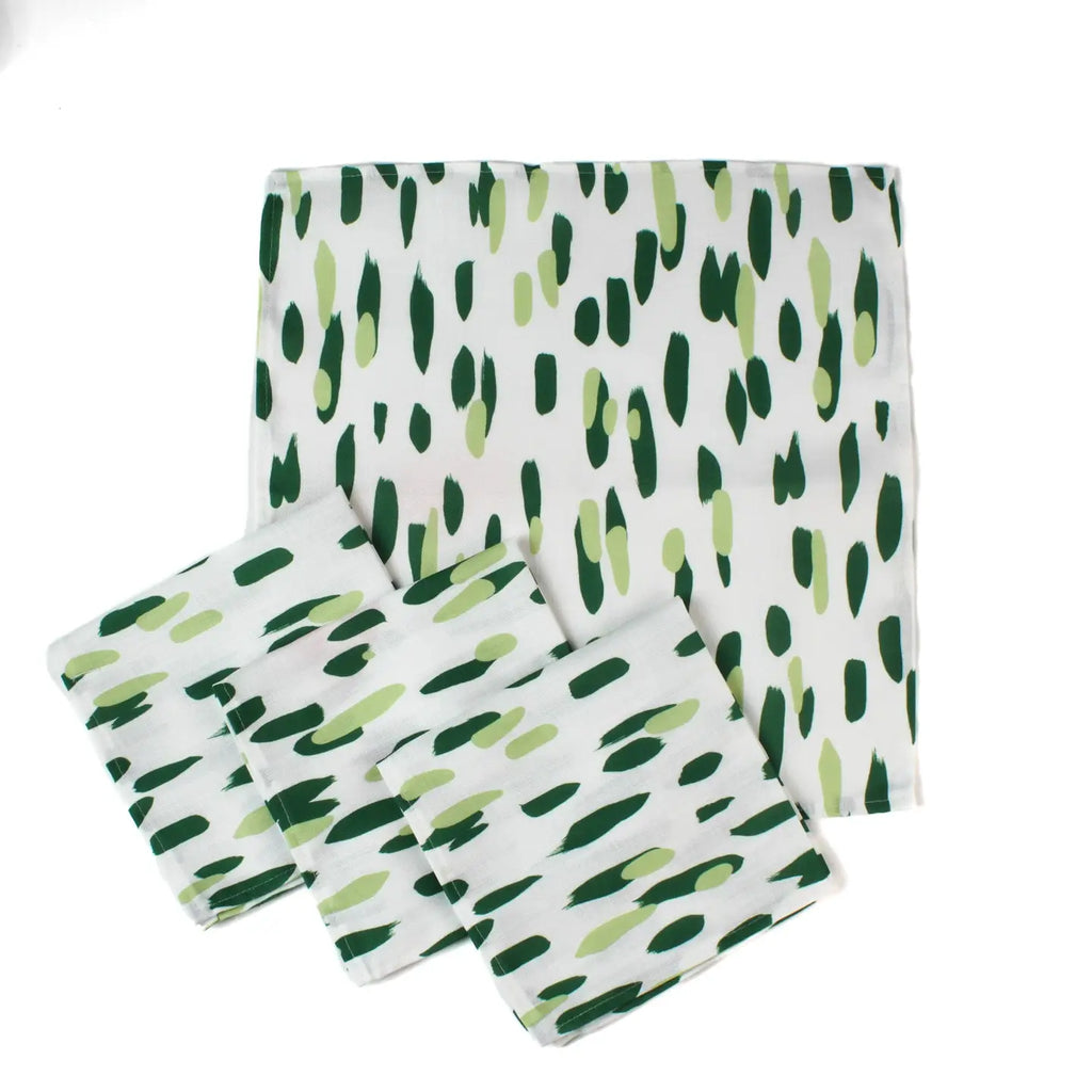 Brushstroke Green Dinner No Iron Party Napkins Set of 4