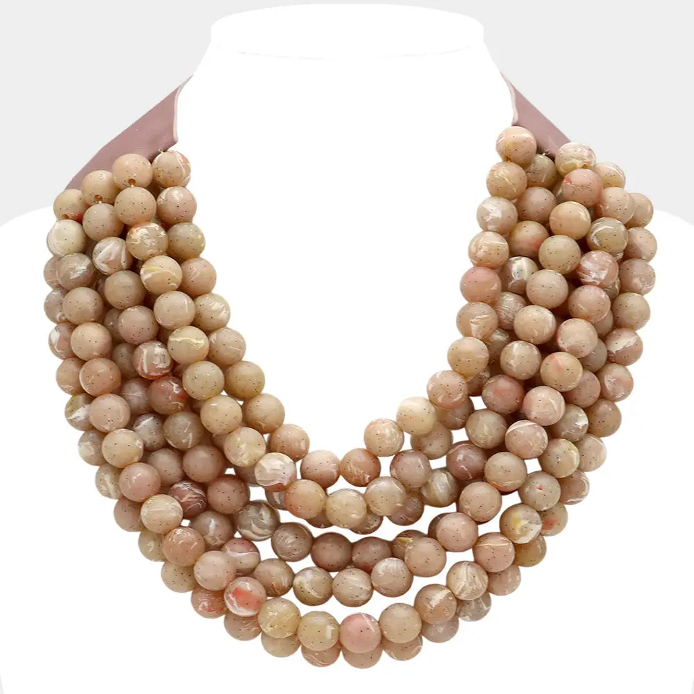 Chunky Acrylic Bead Layered Necklace Multiple Colors