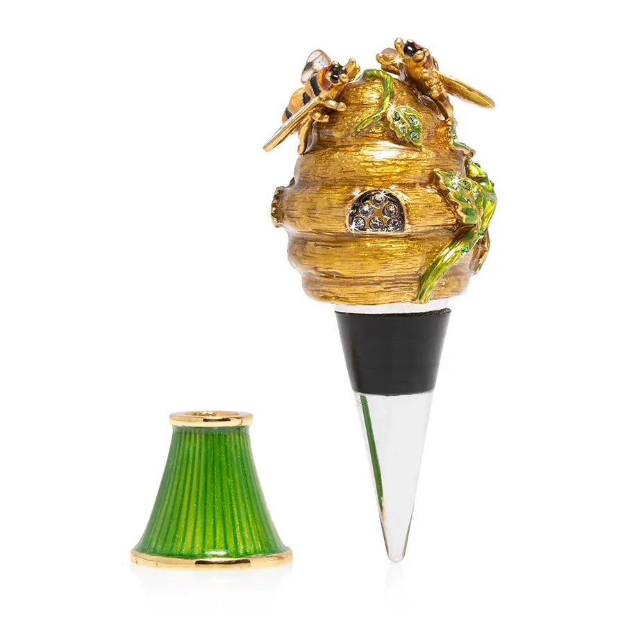 Mead Beehive Wine Stopper & Stand by Jay Strongwater