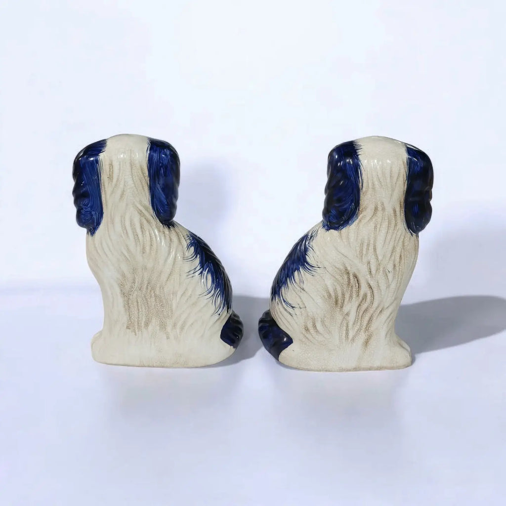 Blue & White Ceramic Staffordshire Dog Pair