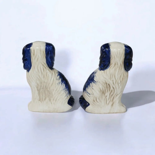 Blue & White Ceramic Staffordshire Dog Pair