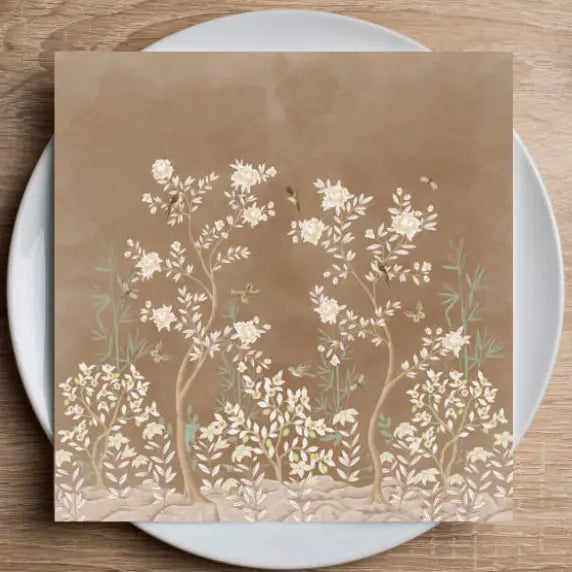 Fall Forest Cocktail Napkins | Chinoiserie Fall Cocktail Napkins