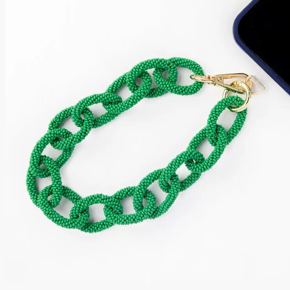 Handmade Beaded Chain Link Bag Charm & Phone Bracelet