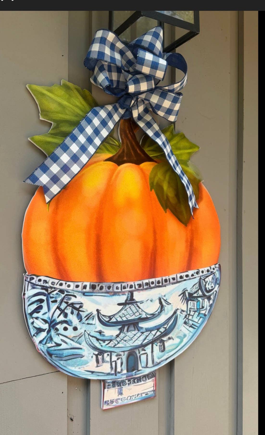 Designer Chinoiserie Pumpkin in Ginger Jar Door Hanger