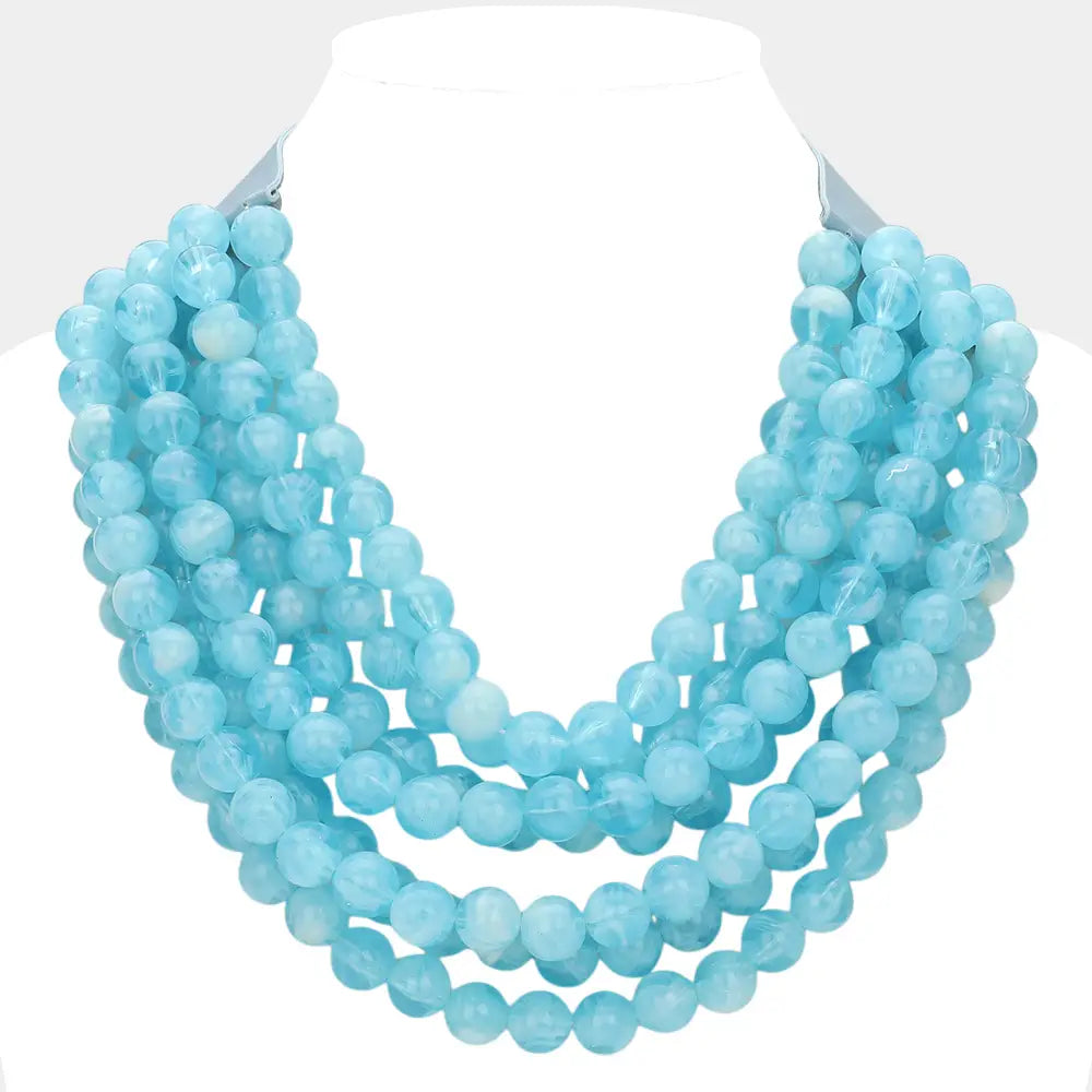 Chunky Acrylic Bead Layered Necklace Multiple Colors