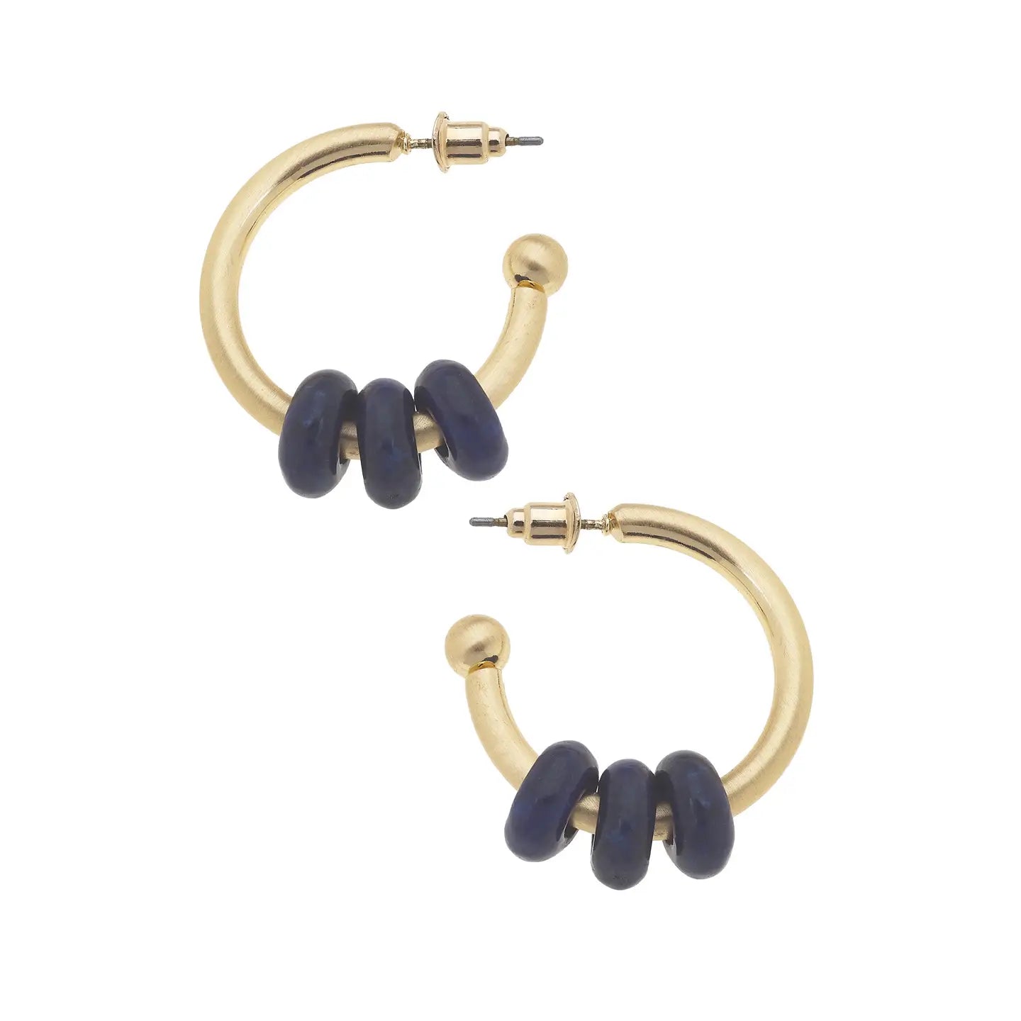 Olivia Gemstone Navy Hoop Earrings