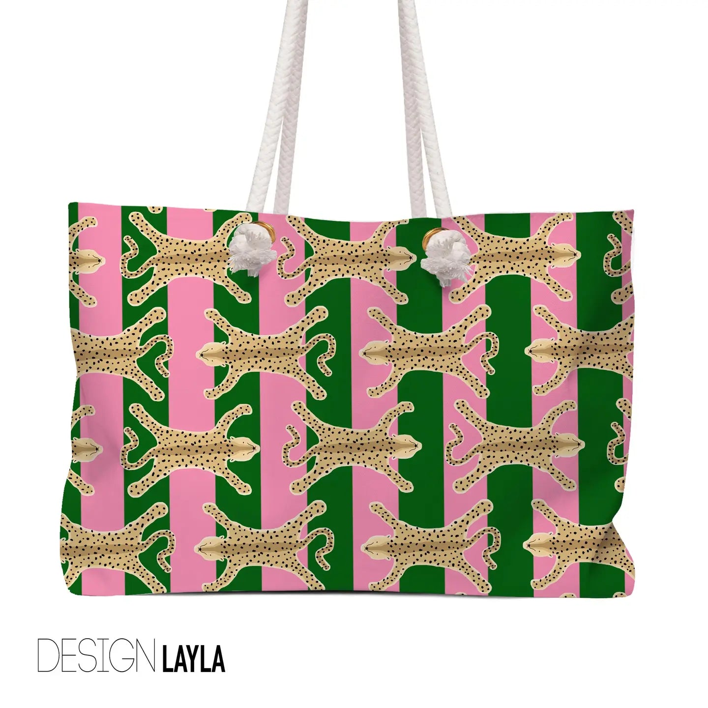 Preppy Cheetah Mahjong Tote Bag | Chinoiserie Style