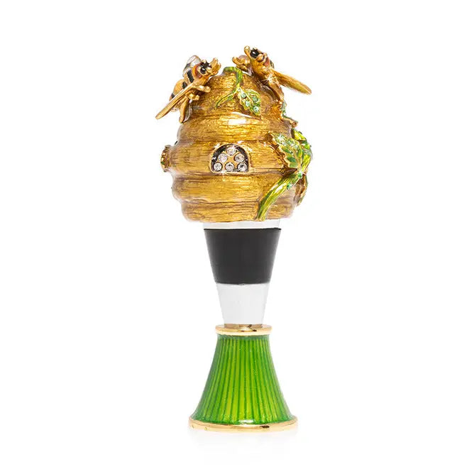 Mead Beehive Wine Stopper & Stand by Jay Strongwater