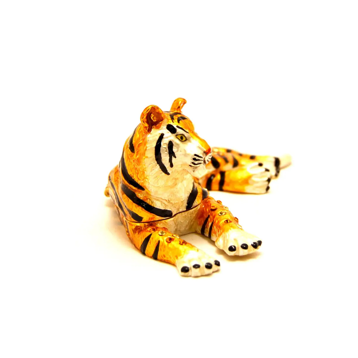 Hand-Painted Enamel Tiger Trinket Box | Grandmillennial Home Decor