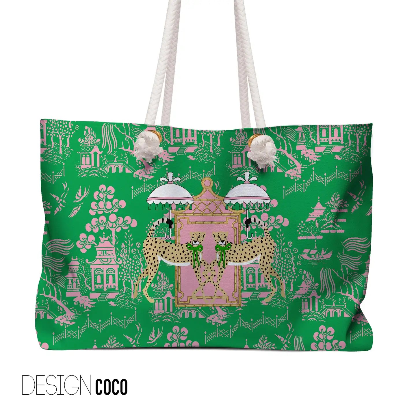 Preppy Chinoiserie Cheetah Mahjong Tote | Chic Game Tote