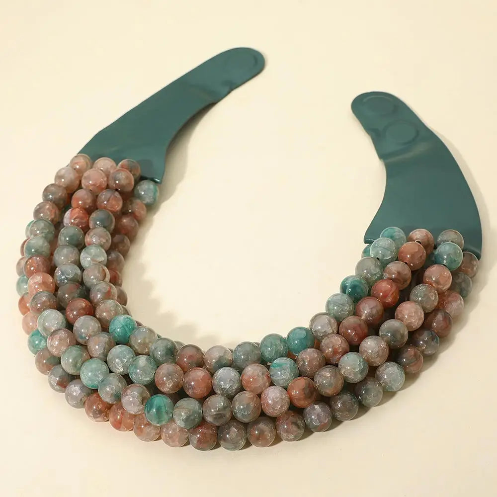Chunky Acrylic Bead Layered Necklace Multiple Colors