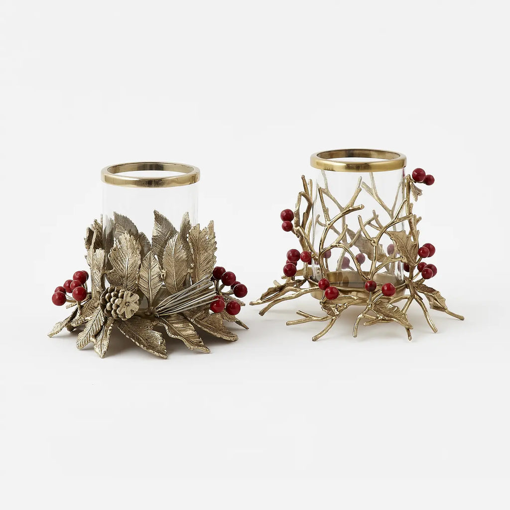 Red Berry & Pinecone Hurricane | Elevated Holiday Decor
