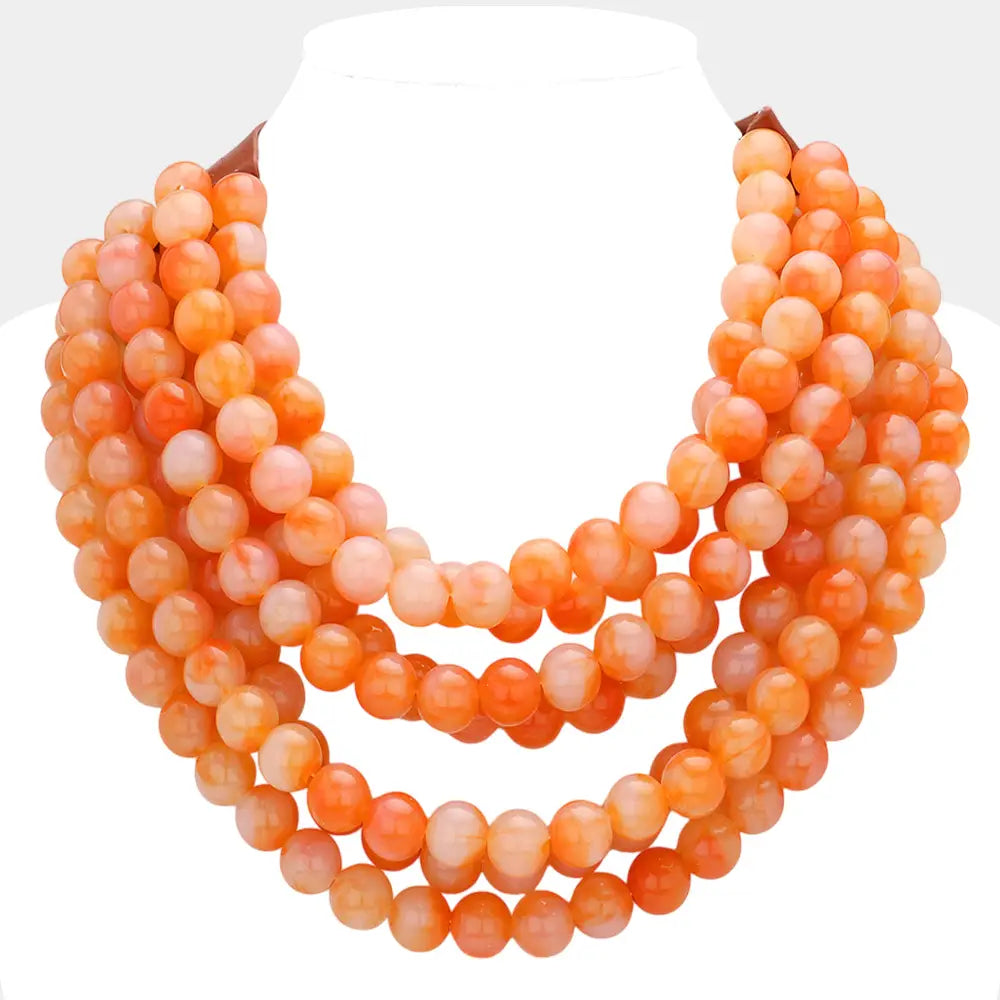 Chunky Acrylic Bead Layered Necklace Multiple Colors