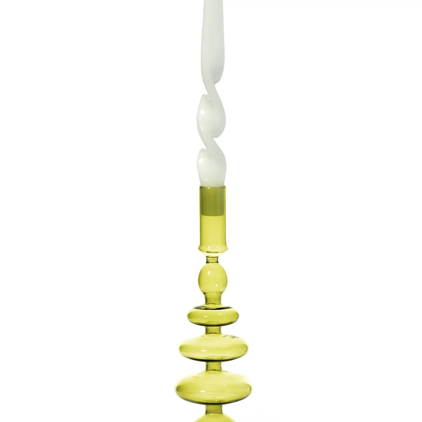 Taper Candlestick | Colored Glass | Pear Green
