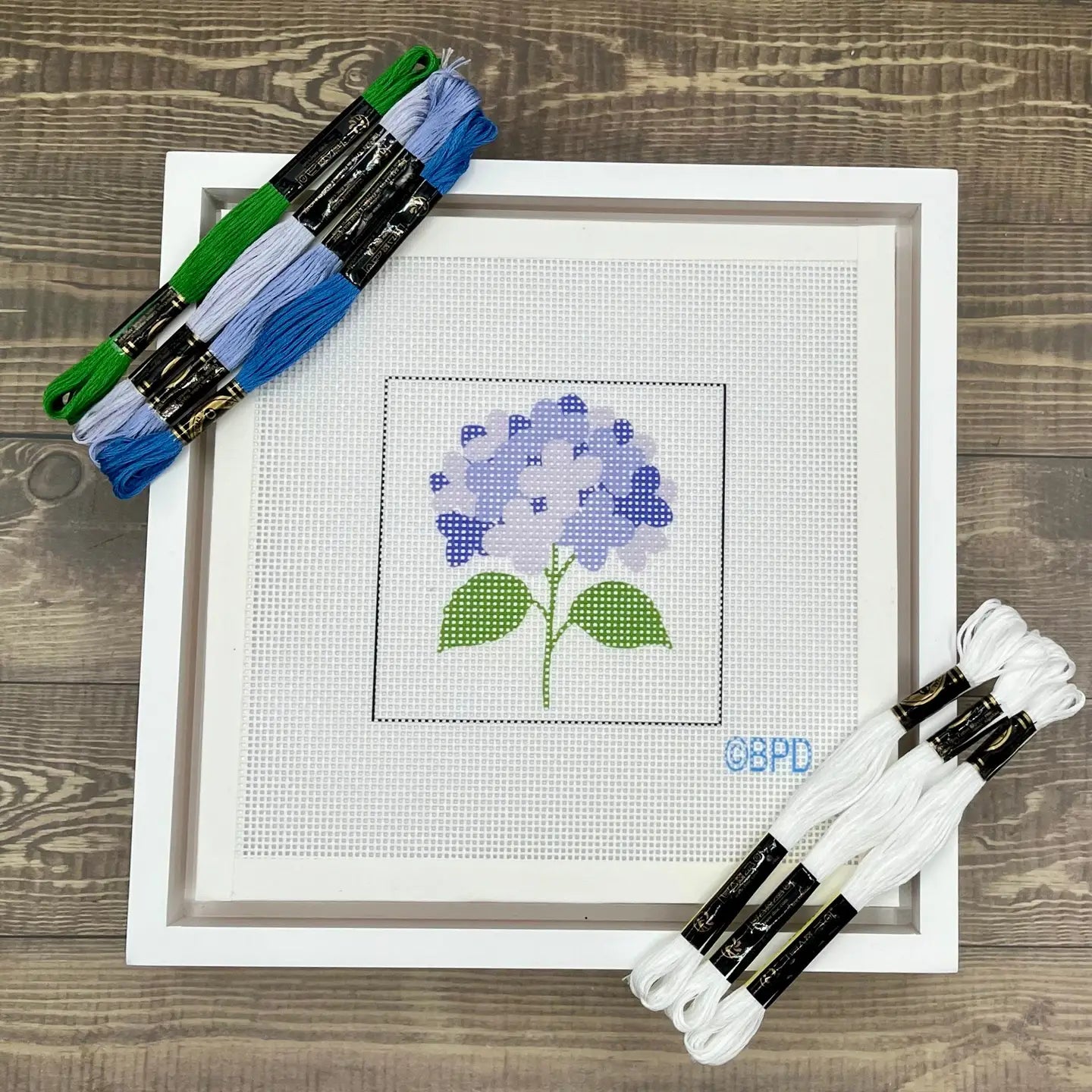 Blue Hydrangea Needlepoint Kit | Grandmillennial Embroidery Craft Kit for Home & Gift Giving