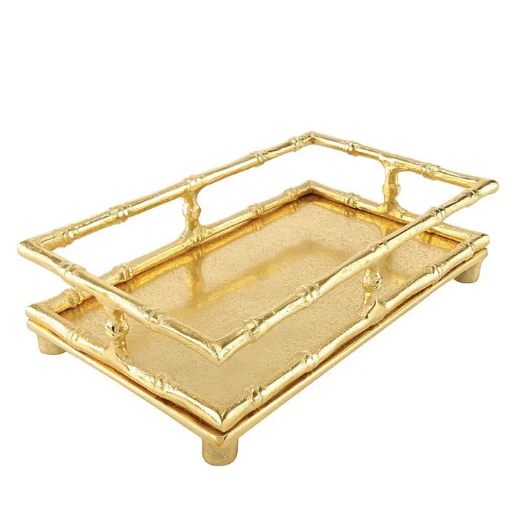 Gold Bamboo Guest Napkin Tray | Elegant Chinoiserie Style