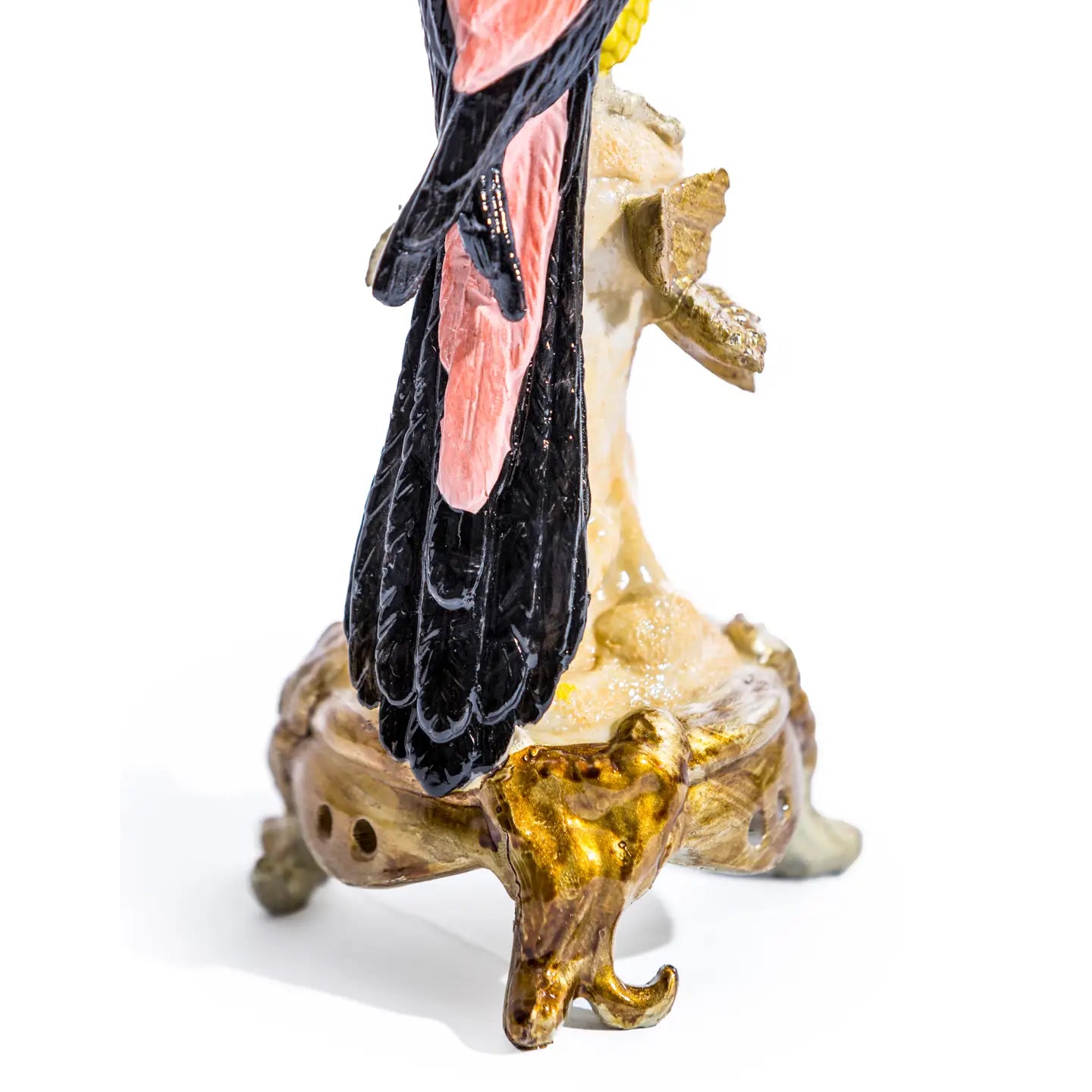 Antiqued Ornate Parrot Candlestick | Chinoiserie Decor