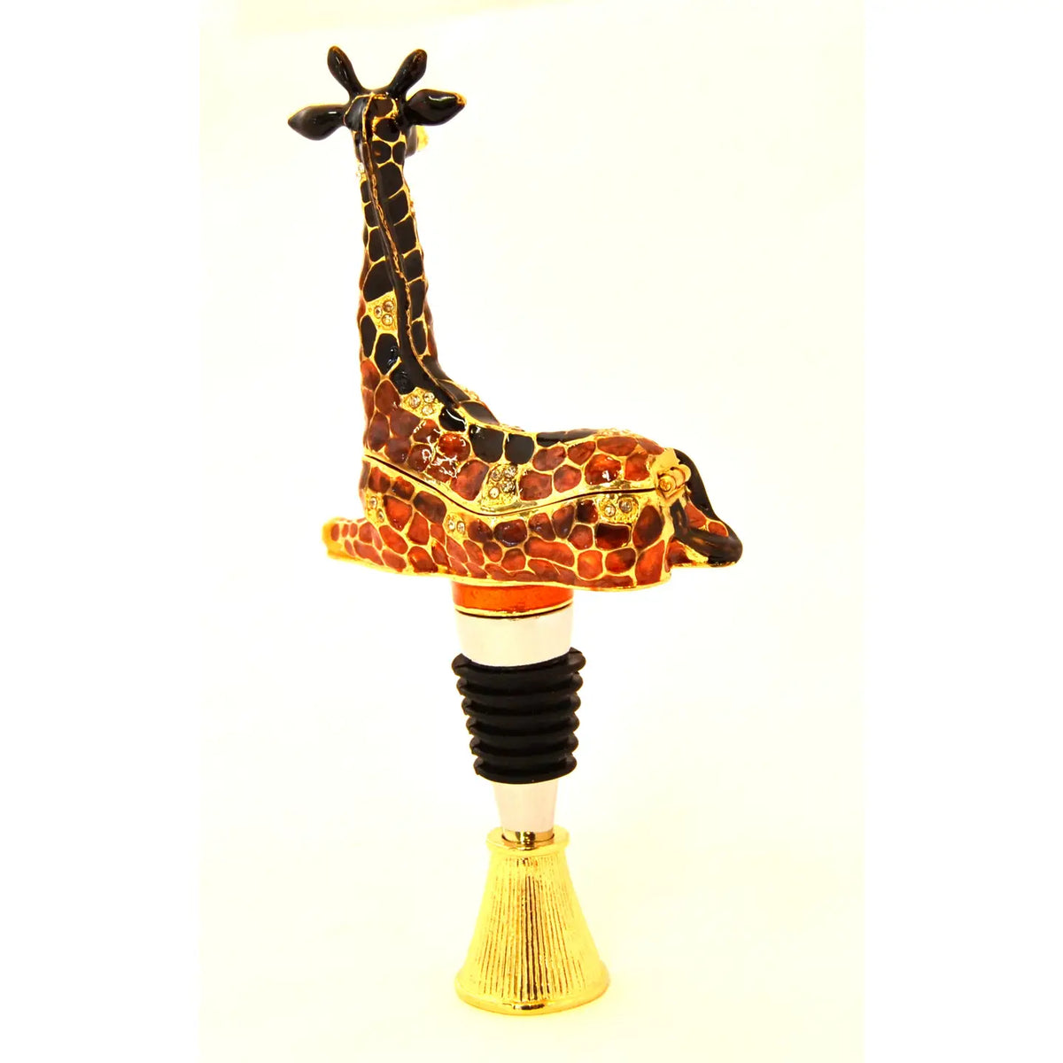 Giraffe Trinket Box & Bottle Stopper with Display Stand | Grandmillennial Barware
