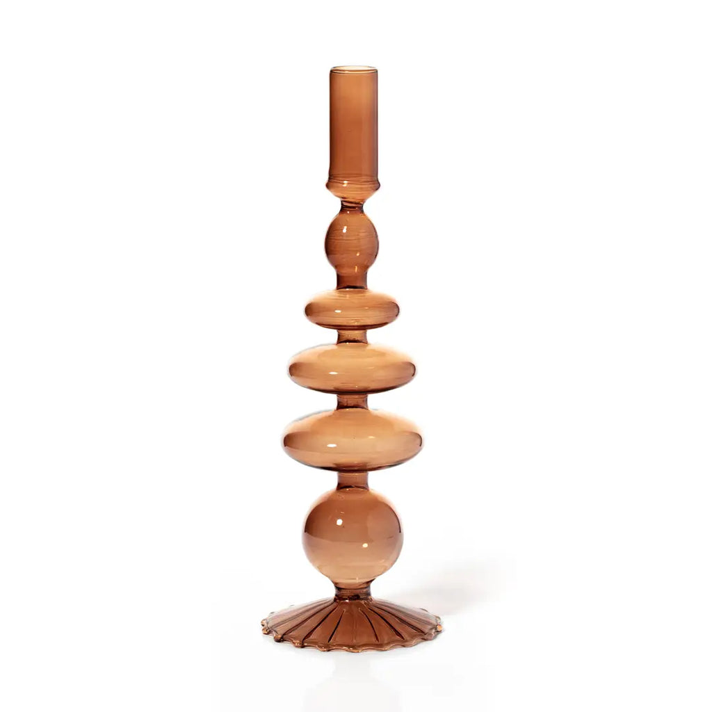 Taper Candlestick | Colored Glass | Champagne