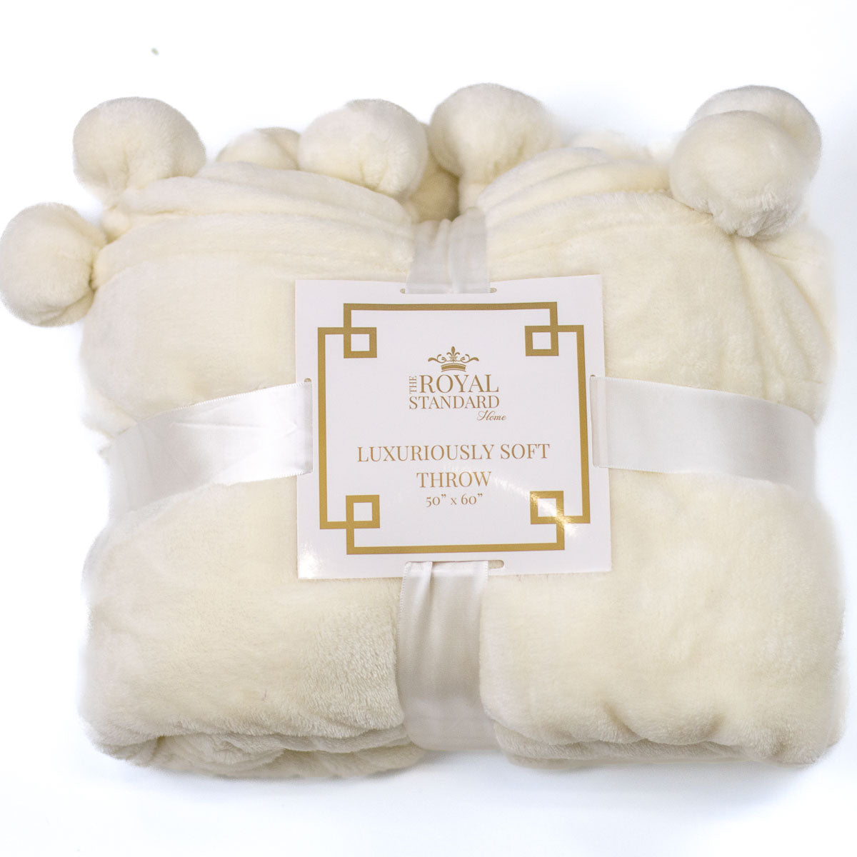Cozy Pom Pom Throw in Soft White