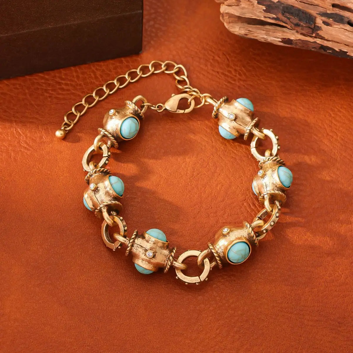 Antique Style Sky Turquoise Charm Bracelet | Grandmillennial Style