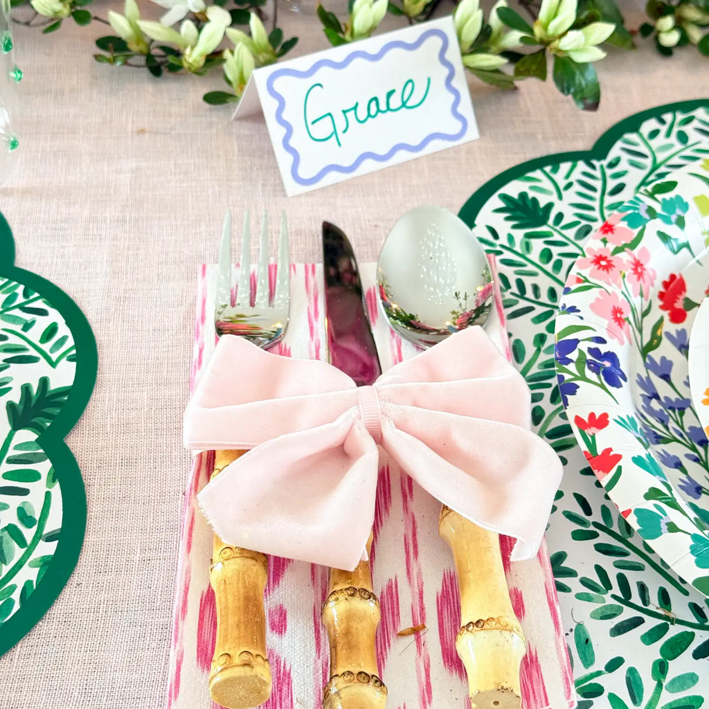 Pink Ikat Linen-Feel Paper Guest Napkins | Preppy Table Decor