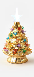 Gold Ceramic Tree with Led Lights | Retro Christmas Decor