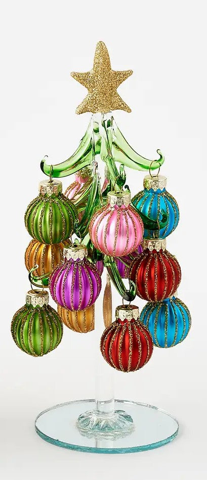 Vintage Style Handmade Glass Tabletop Tree | Traditional Christmas Decor Style C